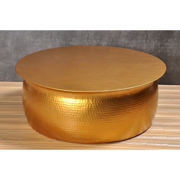 Shop Amrah Home Goldtone Hammered Aluminum Coffee Table – Free Pertaining To Cuff Hammered Gold Coffee Tables (View 36 of 40)