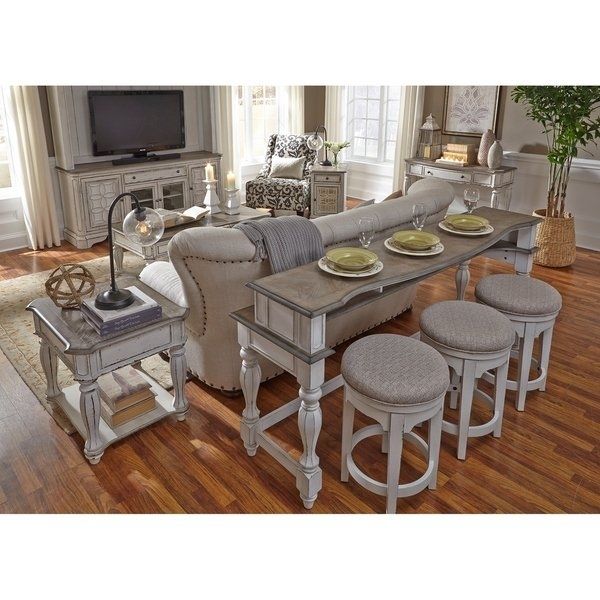 Shop Magnolia Manor Antique White Table 4 Piece Console Set – On Throughout Magnolia Home Louver Cocktail Tables (View 13 of 39)