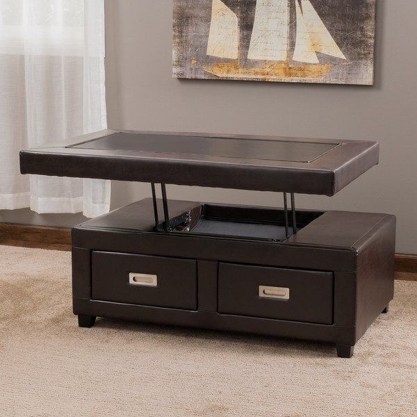 Shop Stafford Bonded Leather Adjustable Lift Top Table In Grant Lift Top Cocktail Tables With Casters (Photo 13 of 40)
