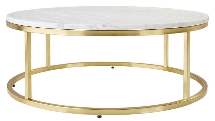Smart Round White Marble Brass Coffee Table Within Smart Round Marble Brass Coffee Tables (Photo 1 of 40)
