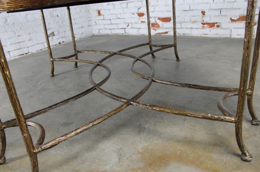 Sold – Vintage Gilded Iron Faux Bois Coffee Table With Tole Painted In Faux Bois Coffee Tables (Photo 12 of 40)