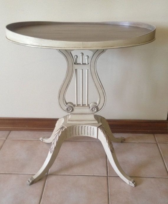 Sold!!!!anitque/vintage Side Table/accent Table/surf Board Table Within Lyre Coffee Tables (View 7 of 40)