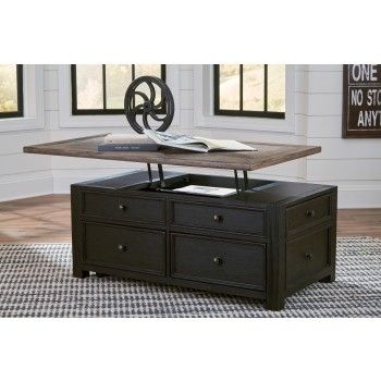 Tyler Creek – Grayish Brown/black – Lift Top Cocktail Table | T736 For Baybrin Cocktail Tables (View 30 of 40)