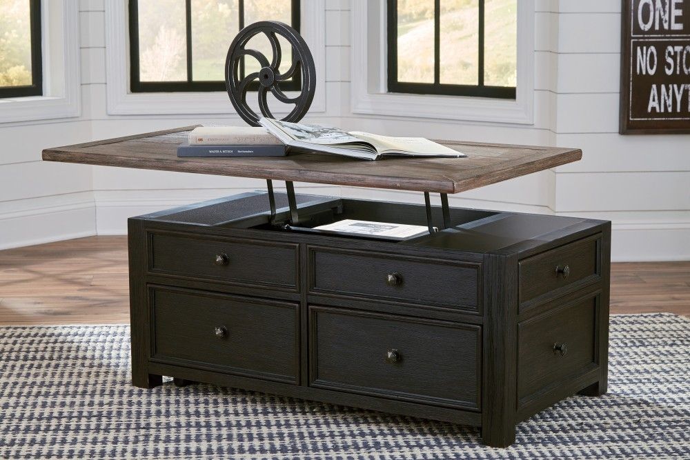 Tyler Creek – Grayish Brown/black – Lift Top Cocktail Table | T736 Throughout Market Lift Top Cocktail Tables (View 8 of 40)