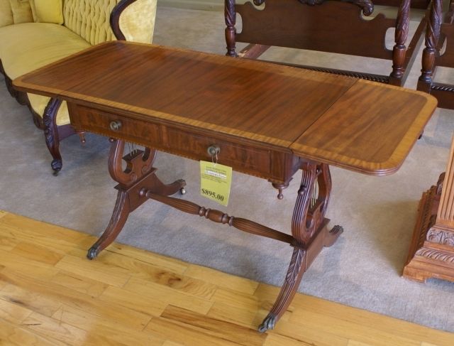 Very Nice Banded And Pencil Inlaid Lyre Base Sofa Table For Sale Inside Lyre Coffee Tables (View 4 of 40)