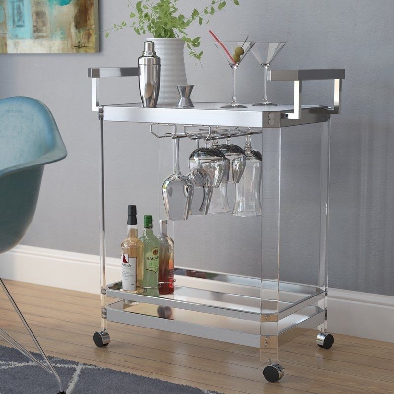Wade Logan Bales Server Bar Cart & Reviews | Wayfair Within Bale Rustic Grey Round Cocktail Tables With Storage (Photo 30 of 40)