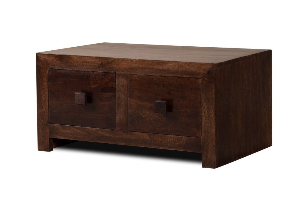 Walnut Stained Mango Wood 4 Drawer Coffee Table | Casa Bella Furniture With Walnut 4 Drawer Coffee Tables (Photo 7 of 40)