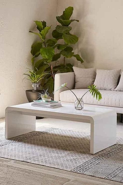 White Waterfall Curved Coffee Table Pertaining To Waterfall Coffee Tables (View 11 of 40)