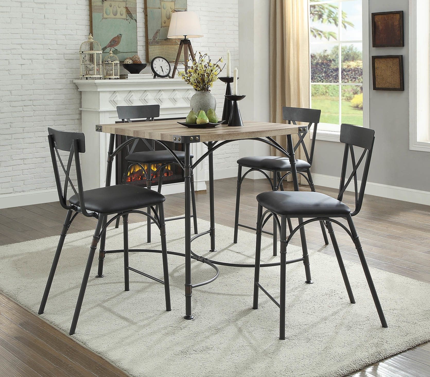 17 Stories Christofor Counter Height 5 Piece Dining Set | Wayfair In Most Popular Caira Black 5 Piece Round Dining Sets With Upholstered Side Chairs (View 5 of 20)