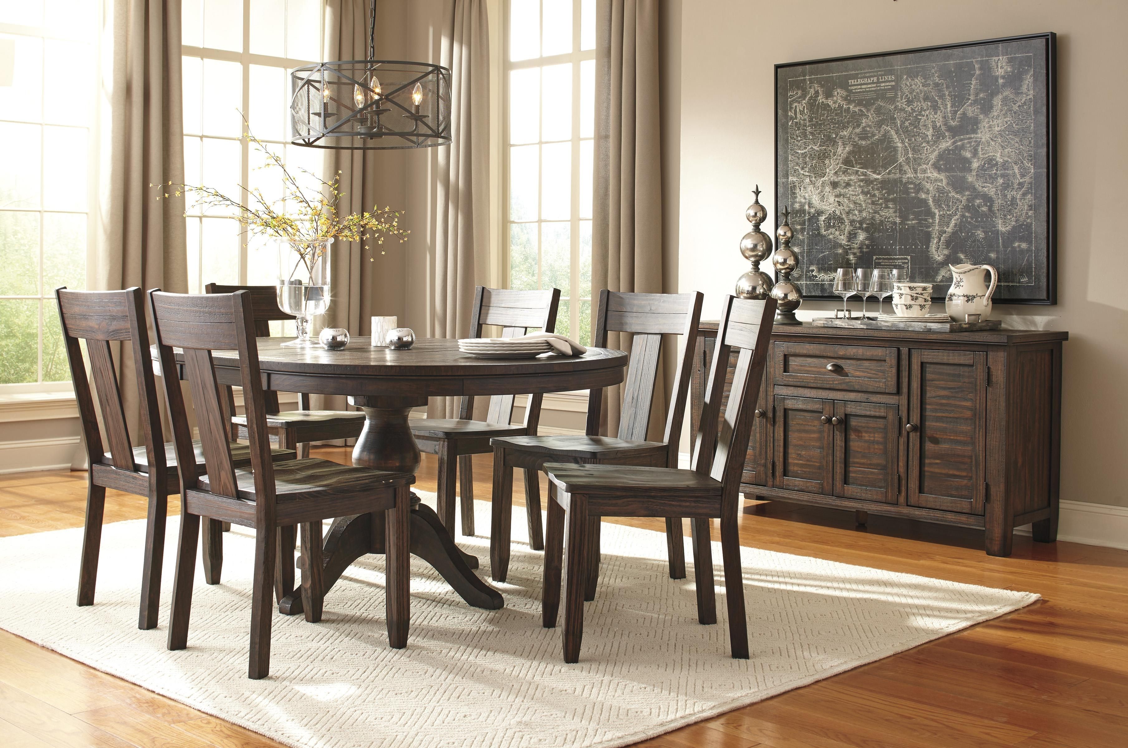 7 Piece Oval Dining Table Set With Wood Seat Side Chairs Regarding Most Popular Craftsman 7 Piece Rectangle Extension Dining Sets With Uph Side Chairs (View 11 of 20)