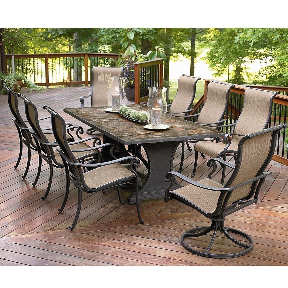 Agio Panorama 9 Piece Patio Set: Get Top Entertainment Ideas At Intended For 2018 Craftsman 9 Piece Extension Dining Sets (View 2 of 20)