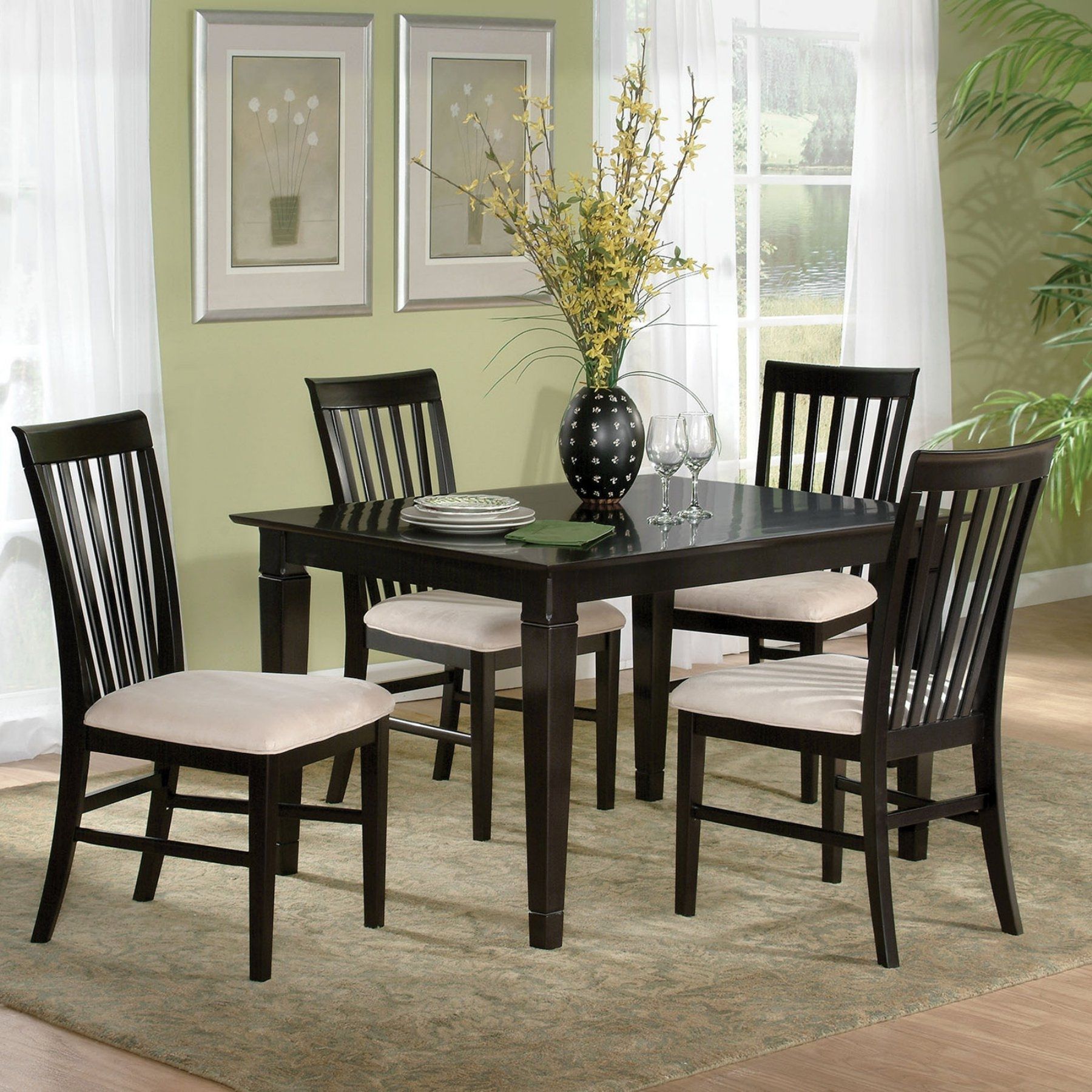 Atlantic Furniture Montego Bay 5 Piece Espresso Dining Table Set Within Newest Craftsman 5 Piece Round Dining Sets With Uph Side Chairs (View 19 of 20)