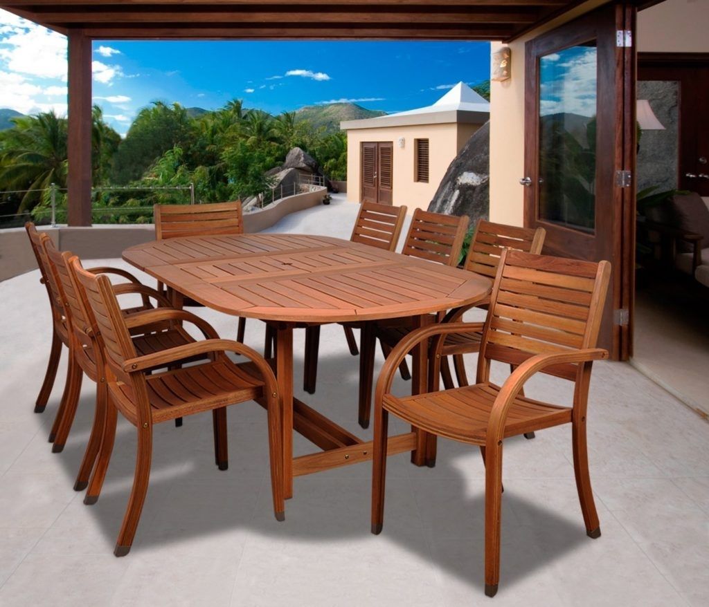 Best Eucalyptus Hardwood Furniture & Patio Sets In 2018 – Teak Patio With Regard To Recent Craftsman 7 Piece Rectangular Extension Dining Sets With Arm &amp; Uph Side Chairs (Photo 20 of 20)