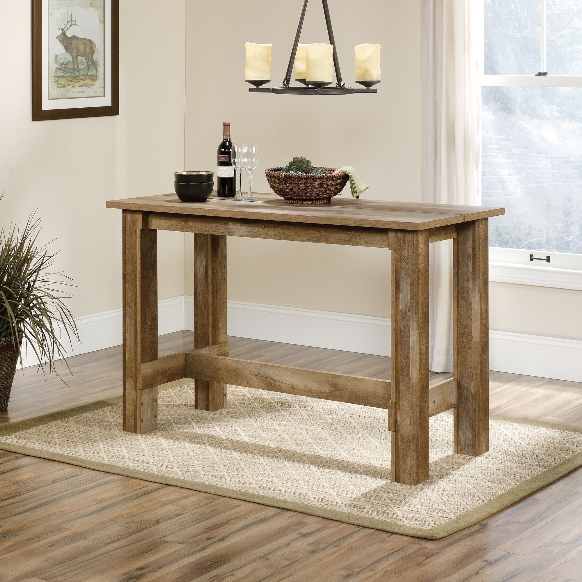 Boone Mountain Counter  Height Dinette Table (416698) – Sauder Throughout Most Recently Released Craftsman 9 Piece Extension Dining Sets (View 11 of 20)