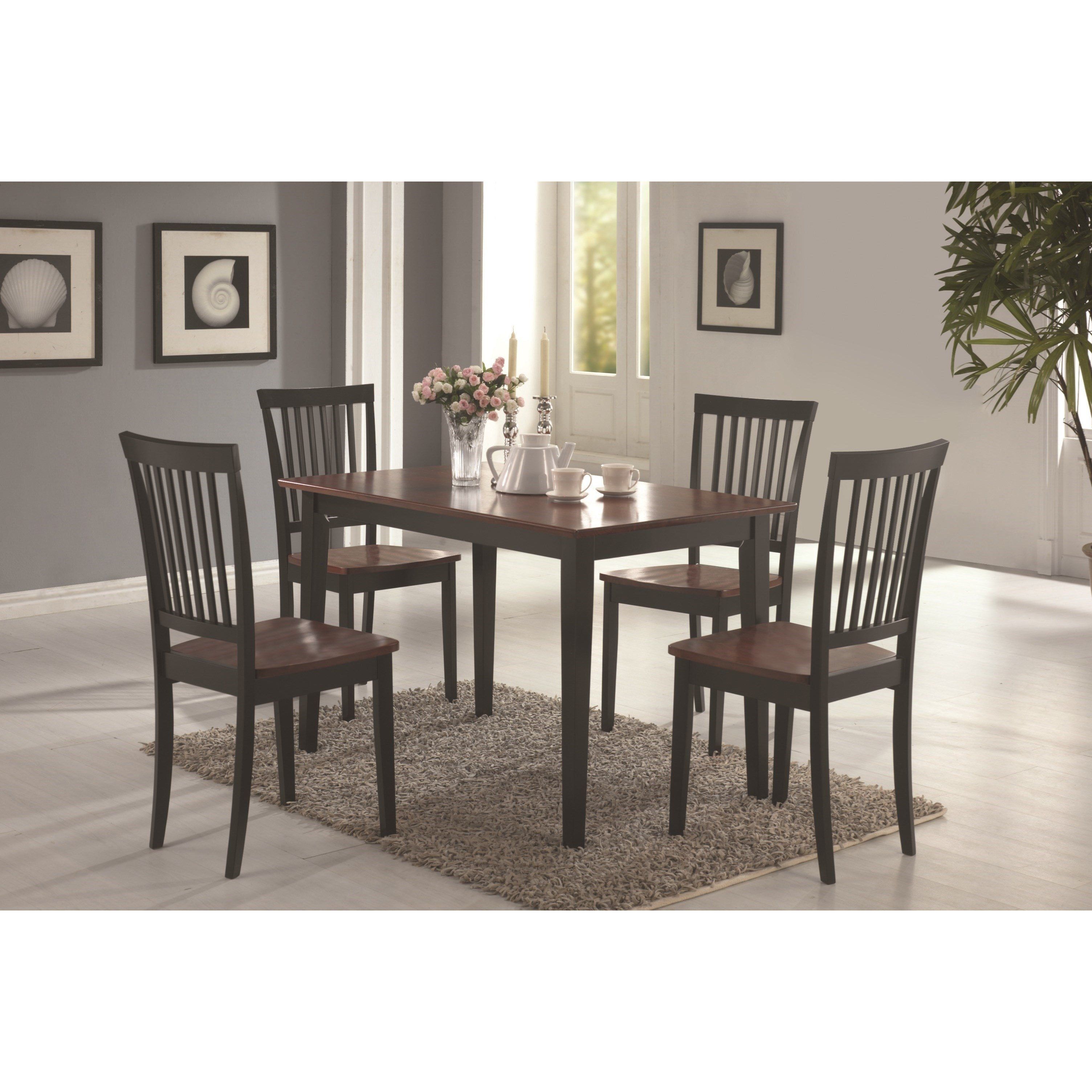 Charlton Home Pugh Sturdy Wooden 5 Piece Dining Set | Wayfair Inside 2017 Candice Ii 7 Piece Extension Rectangular Dining Sets With Slat Back Side Chairs (Photo 9 of 20)