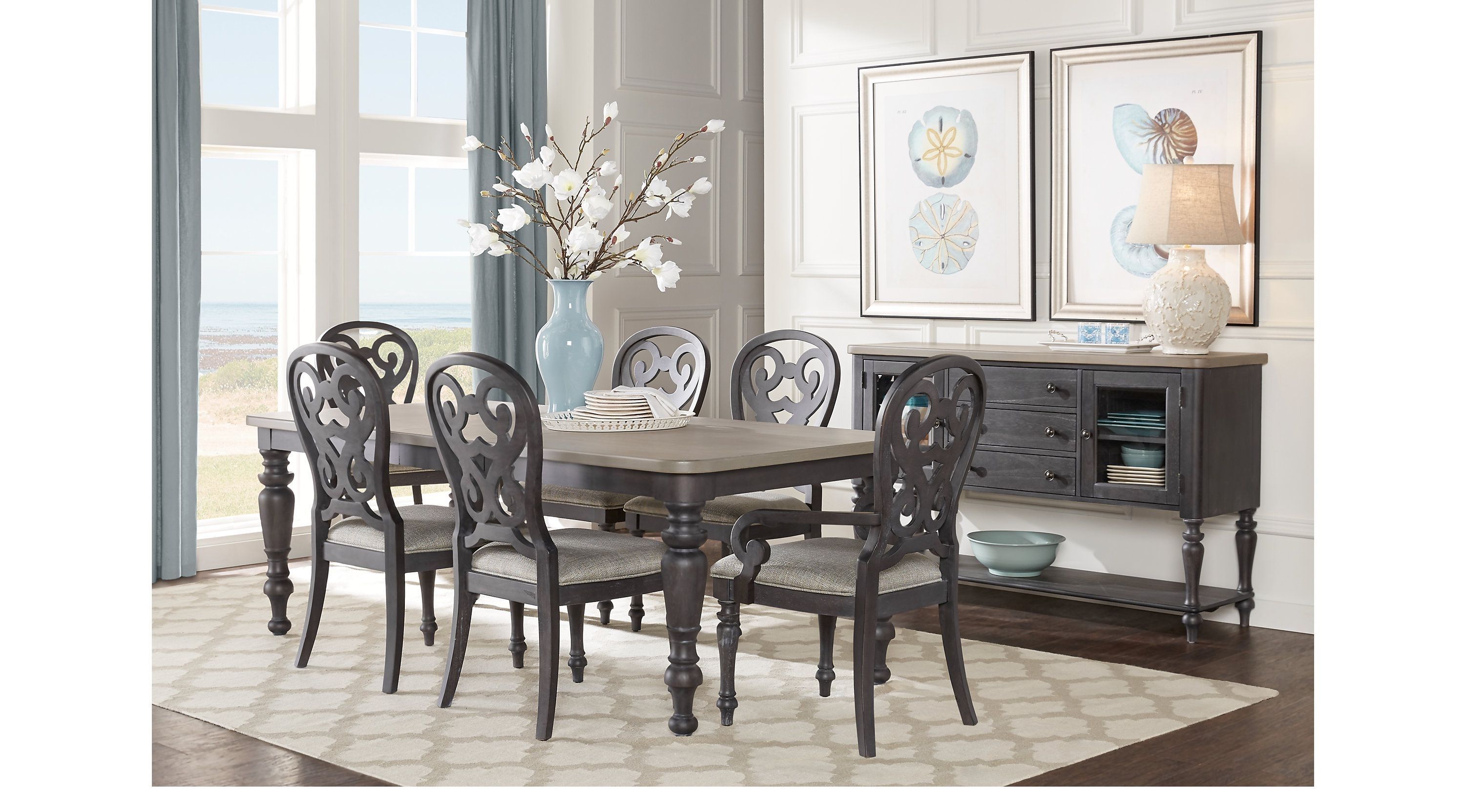 Cindy Crawford Home Coastal Breeze Charcoal 5 Pc Rectangle Dining Inside Most Recently Released Crawford 6 Piece Rectangle Dining Sets (View 9 of 20)