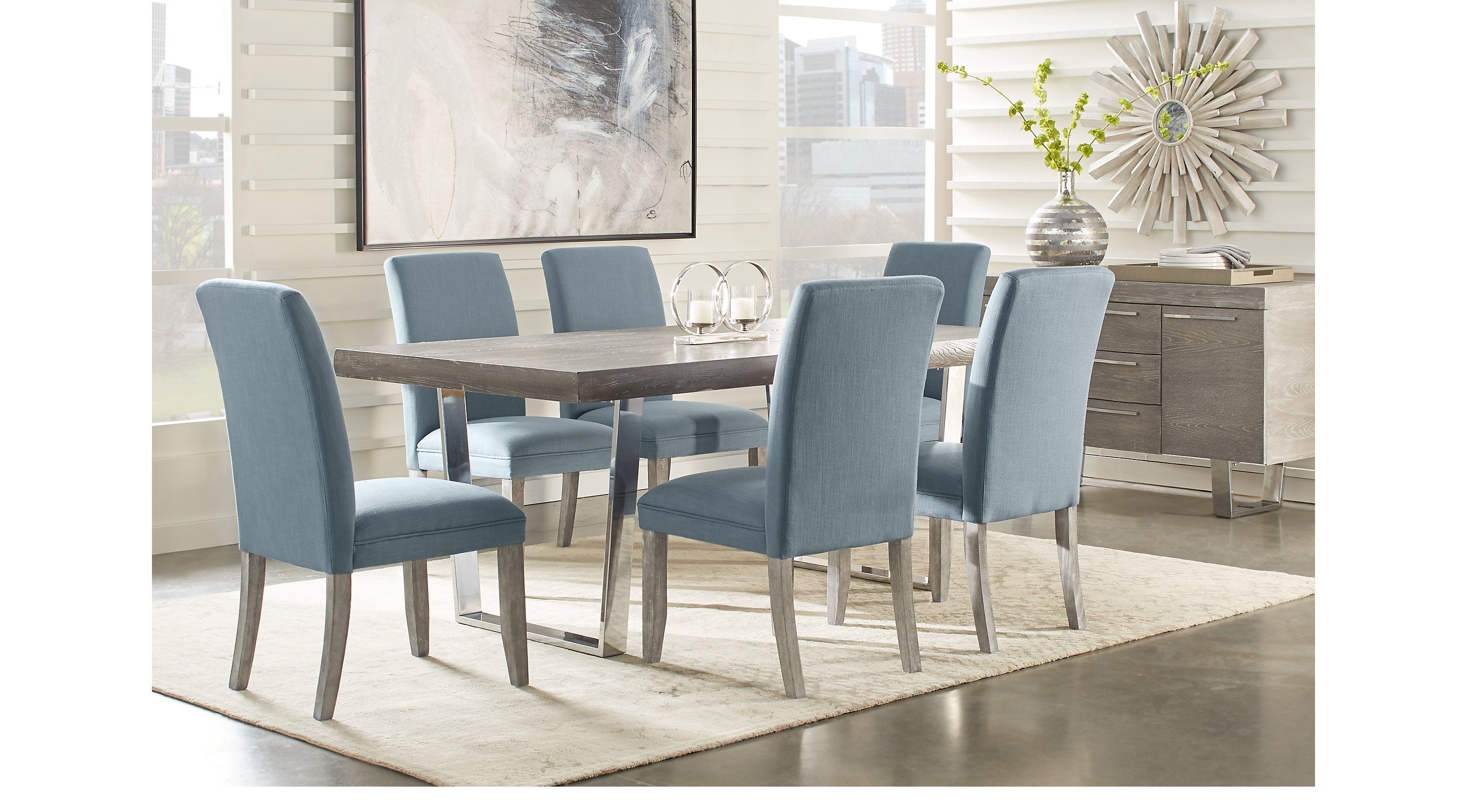 Cindy Crawford Home San Francisco Gray 5 Pc Dining Room | Bmw With Regard To 2018 Crawford 7 Piece Rectangle Dining Sets (View 11 of 20)