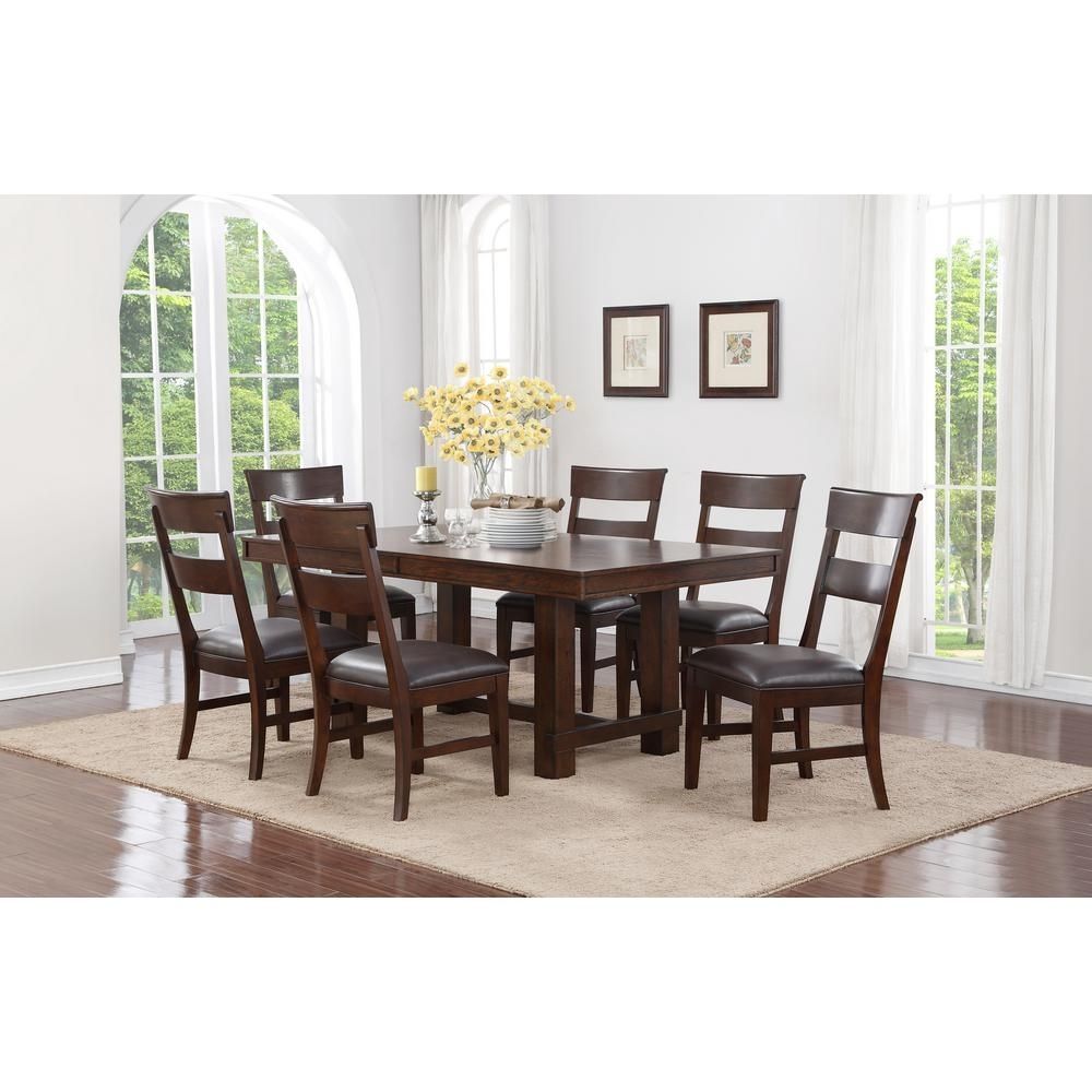 Craft + Main Alden 7 Piece Walnut Dining Set Ads717 – The Home Depot Inside 2017 Craftsman 7 Piece Rectangle Extension Dining Sets With Side Chairs (View 1 of 20)