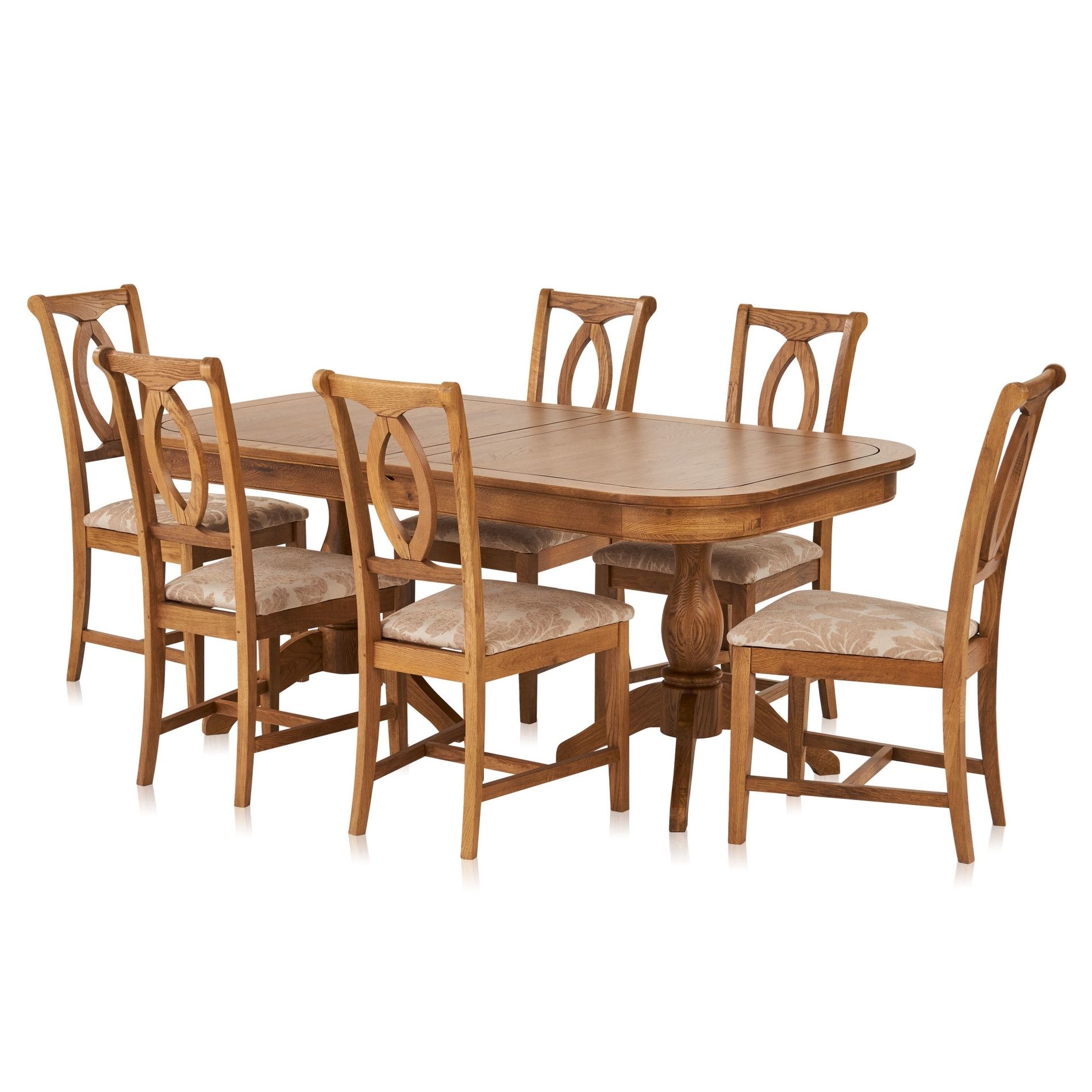 Crawford Extendable Dining Table And 6 Beige Chairs | Oak Furnitureland Intended For Newest Crawford 6 Piece Rectangle Dining Sets (View 10 of 20)