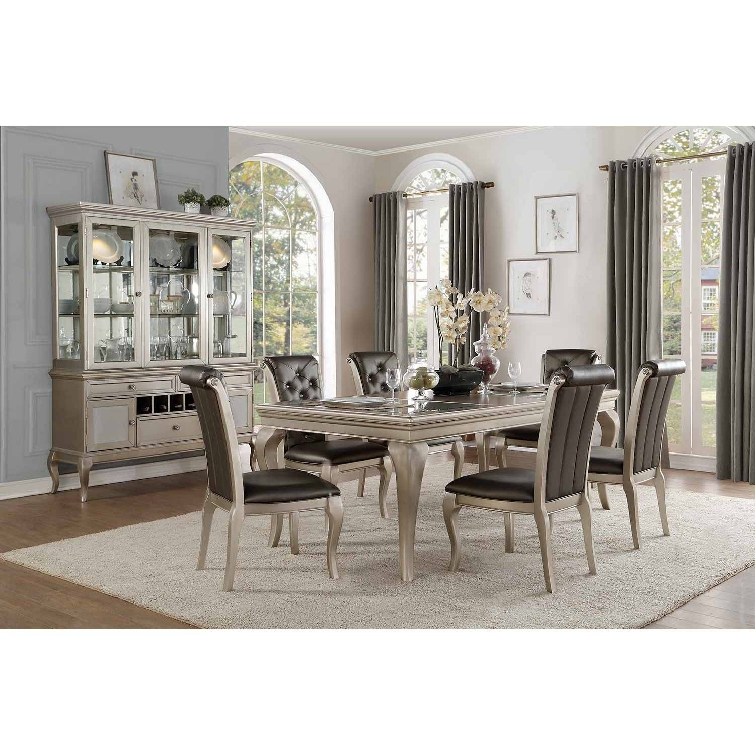 Crawford Group 7 Pc Dining Set Silver Regarding 2017 Crawford 7 Piece Rectangle Dining Sets (View 2 of 20)