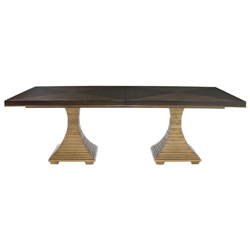 Crawford Regency Terrace Gold Pedestal Wood Dining Table | Kathy Kuo Pertaining To Most Recently Released Crawford 7 Piece Rectangle Dining Sets (View 20 of 20)