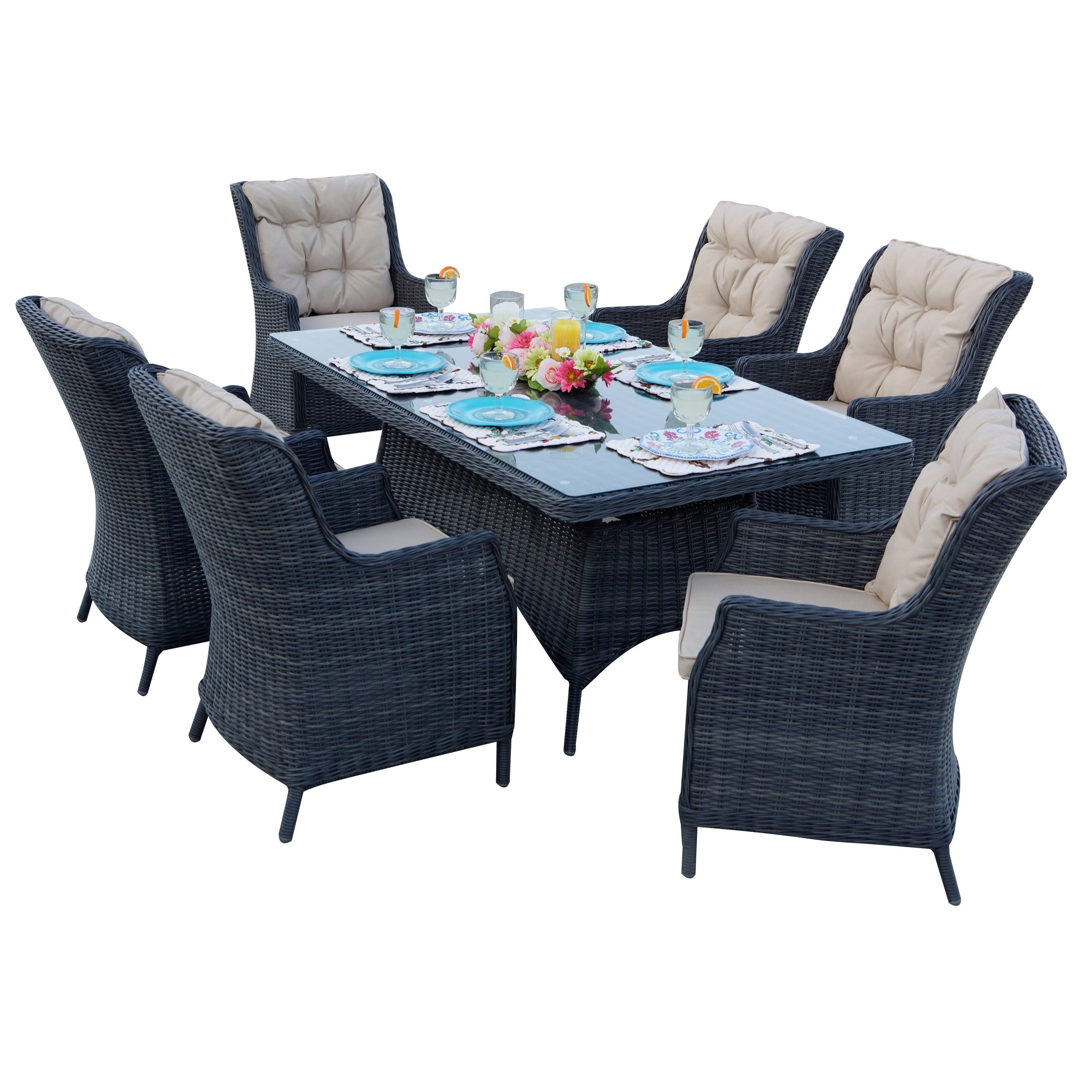 Darlee Valencia Black Resin Wicker Dining Set | Ebay Within Most Up To Date Valencia 72 Inch 6 Piece Dining Sets (View 5 of 20)