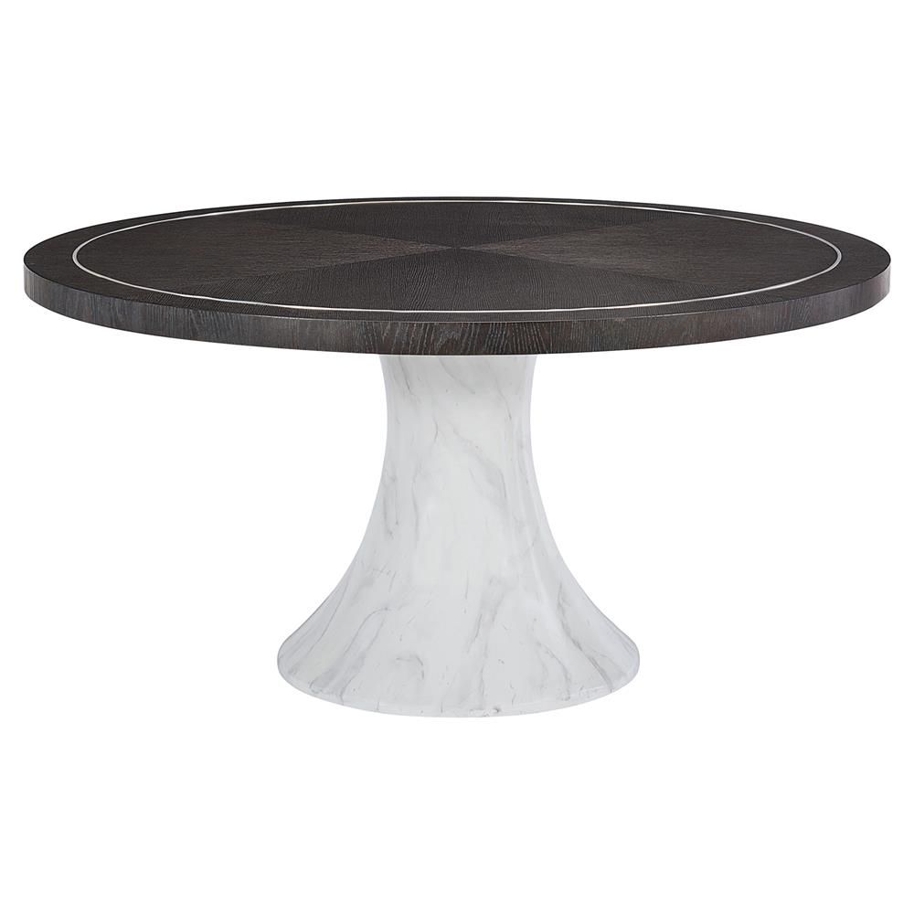 Dean Modern Masculine Round Brown Oak Top Painted Marble Dining Table Pertaining To 2018 Grady Round Dining Tables (View 13 of 20)