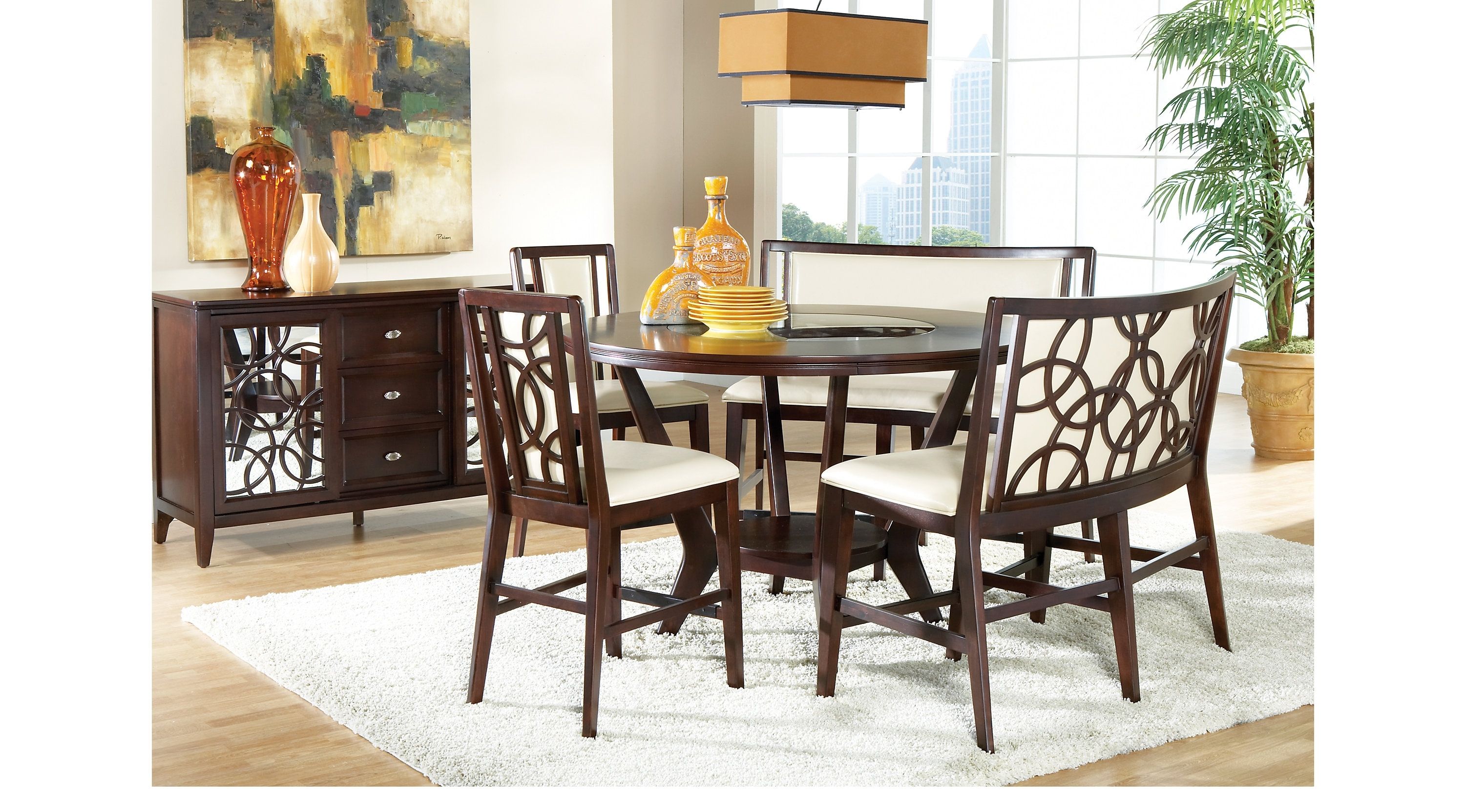Dining: Cindy Crawford 5 Pc Espresso Dining Room Set With Round Within Most Recently Released Crawford 6 Piece Rectangle Dining Sets (View 6 of 20)