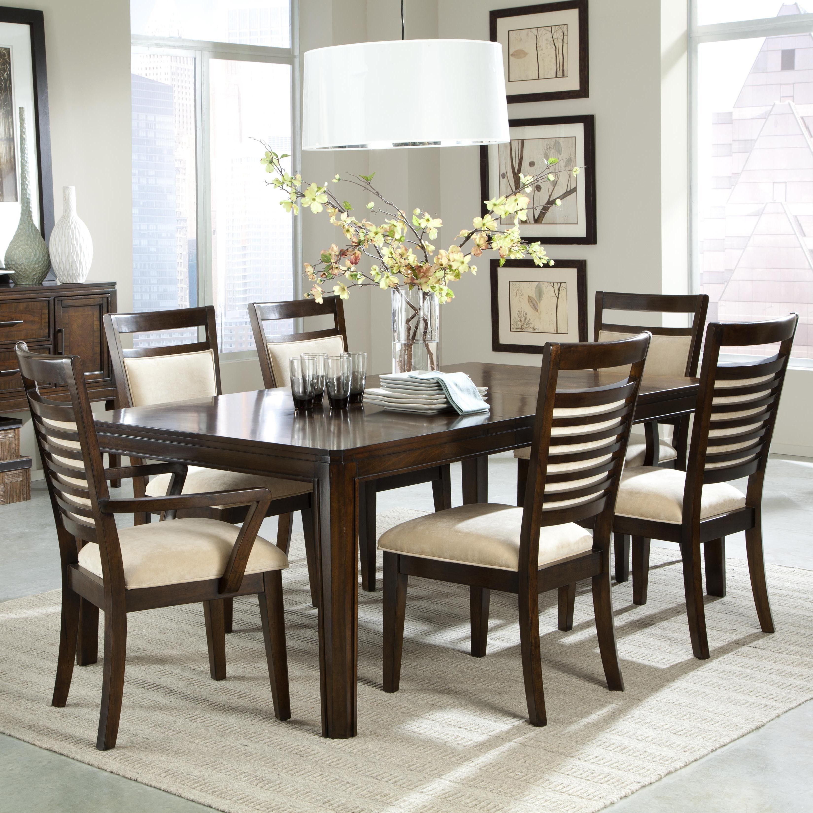 Dining Table Upholstered Chairs Unique The Pemberleigh Round Table Within Newest Jaxon 7 Piece Rectangle Dining Sets With Upholstered Chairs (View 19 of 20)
