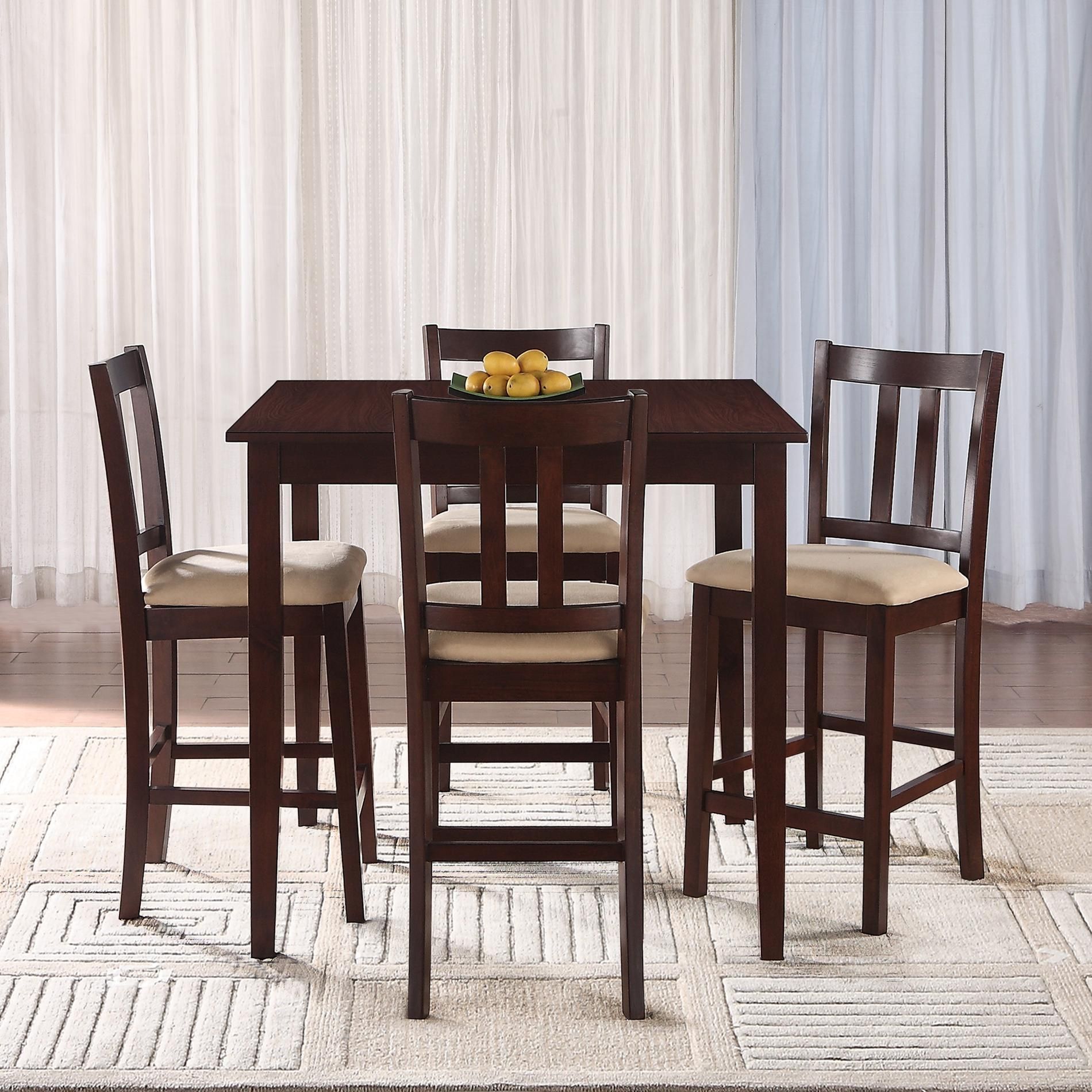 Essential Home Hayden 5 Piece Upholstered Dining Set With Rich For Most Recent Pierce 5 Piece Counter Sets (View 10 of 20)