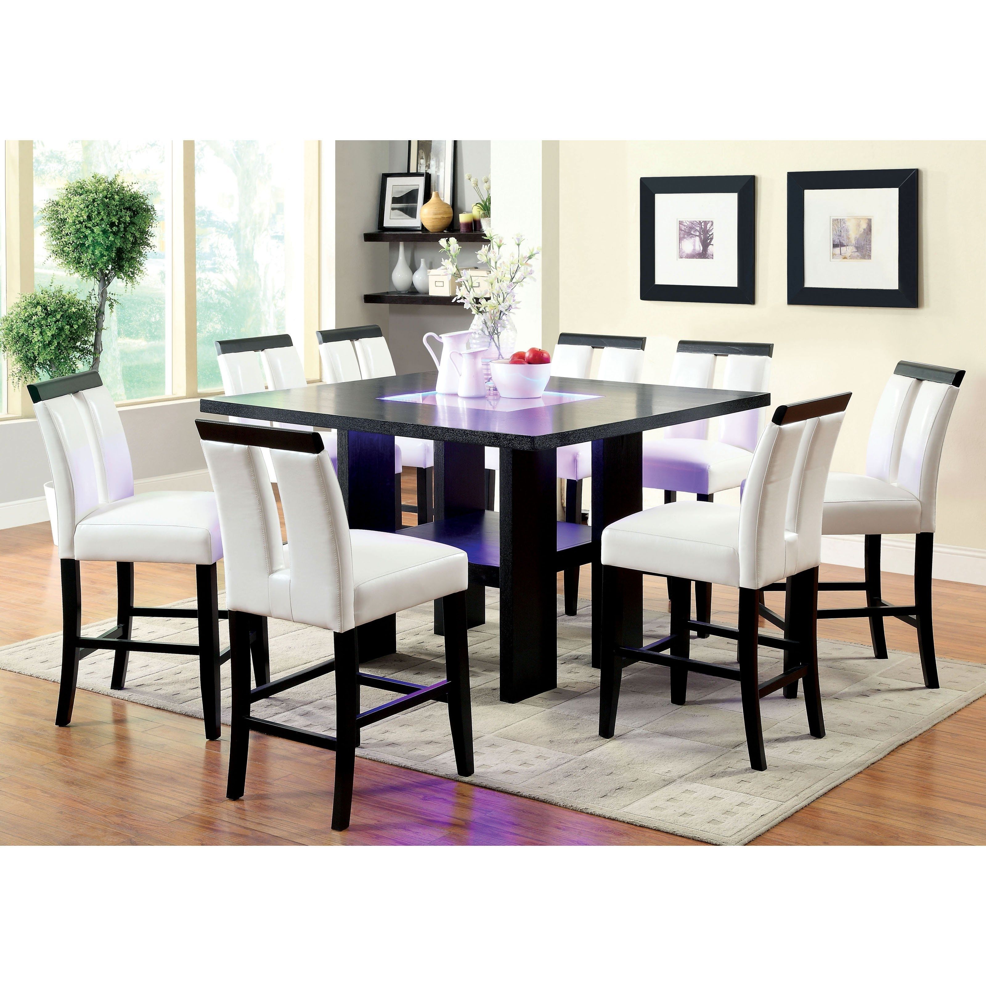 Furniture Of America Luminate Contemporary 9 Piece Illuminating Intended For 2017 Logan 7 Piece Dining Sets (View 16 of 20)