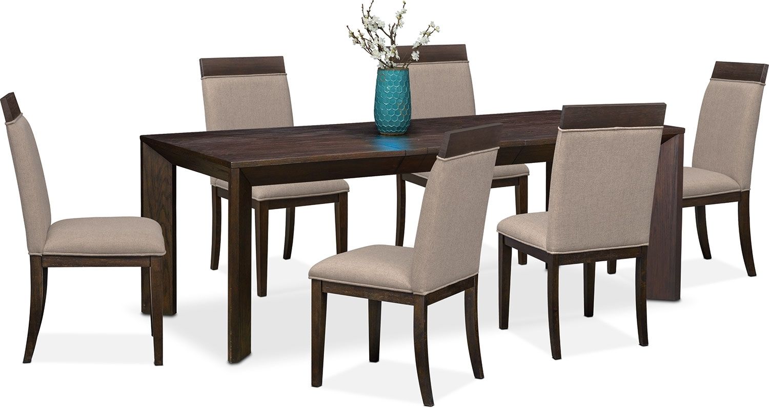 Gavin Table And 6 Side Chairs – Brownstone | American Signature In Most Current Gavin 6 Piece Dining Sets With Clint Side Chairs (View 2 of 20)