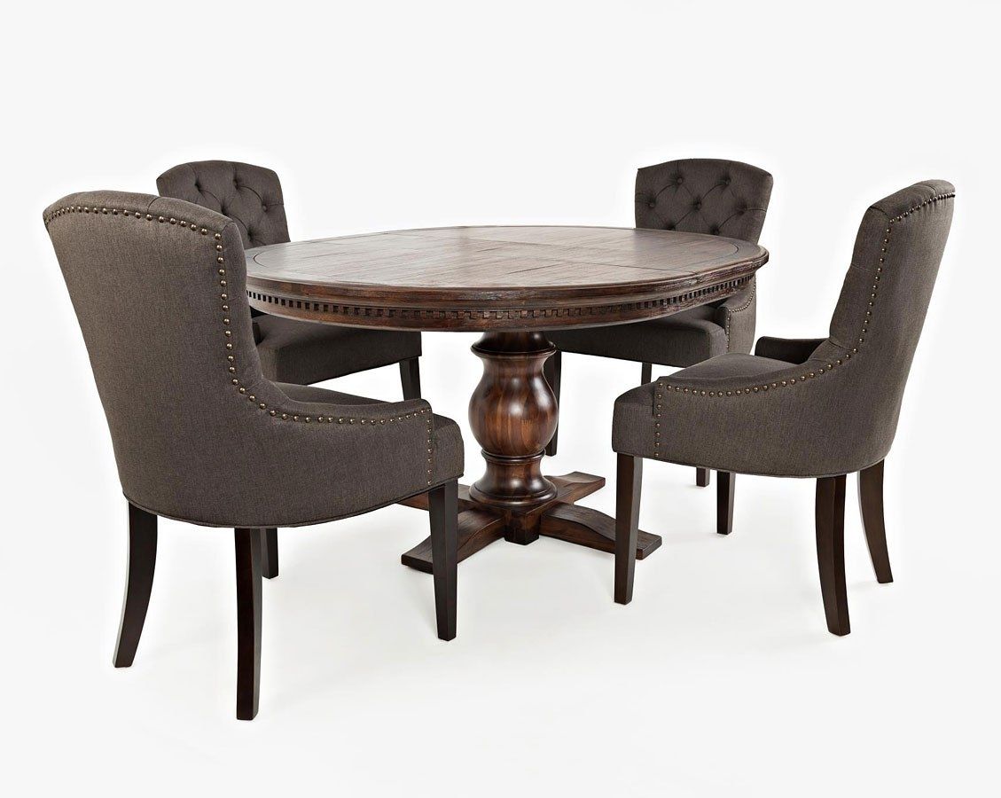 Geneva Hills Round To Oval Dining Room Set W/ Charcoal Chairs For Most Current Pierce 5 Piece Counter Sets (View 14 of 20)
