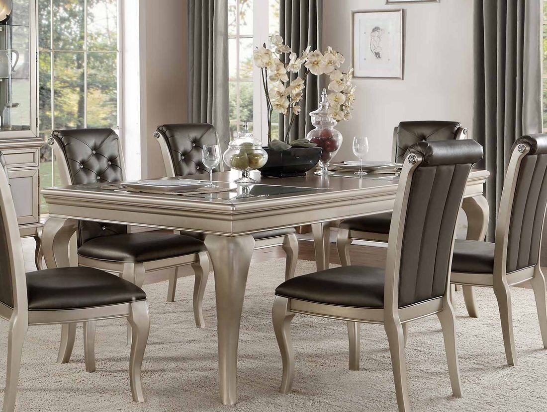 Homelegance Crawford Dining Table In Silver | Local Furniture Outlet For 2018 Crawford 7 Piece Rectangle Dining Sets (View 17 of 20)