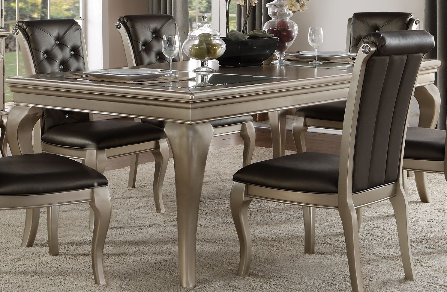 Homelegance Crawford Silver Extendable Dining Room Set – Crawford For Most Current Crawford 6 Piece Rectangle Dining Sets (View 2 of 20)