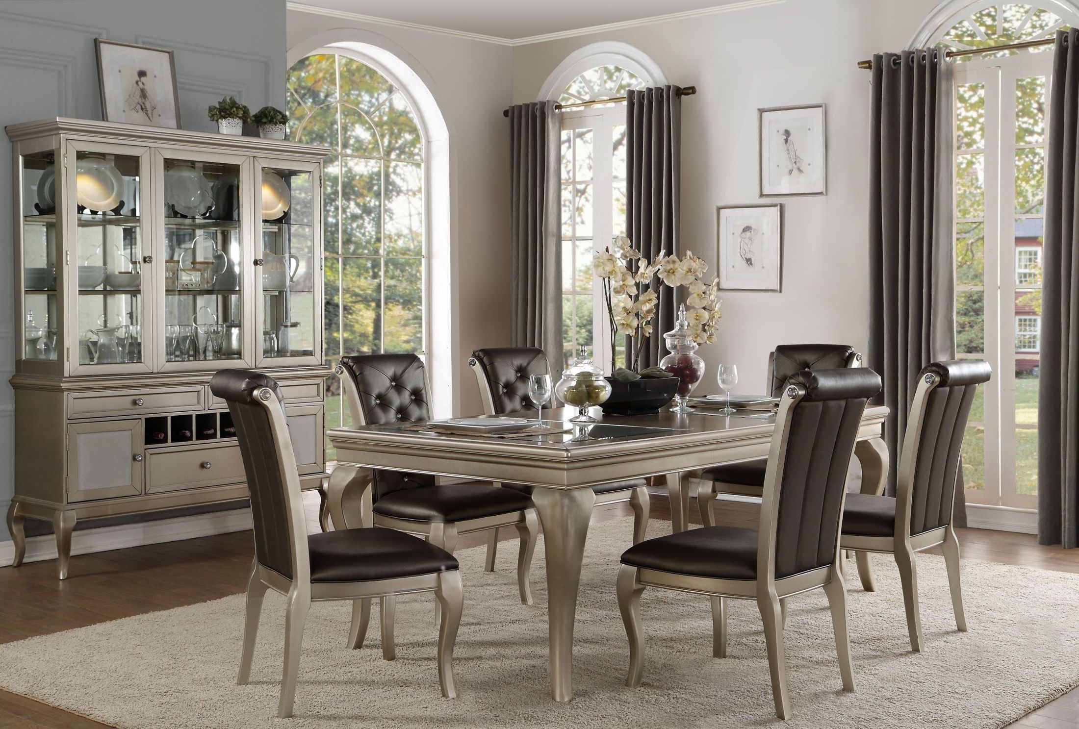 Homelegance Crawford Silver Extendable Dining Room Set – Crawford Pertaining To Most Popular Crawford 6 Piece Rectangle Dining Sets (View 13 of 20)