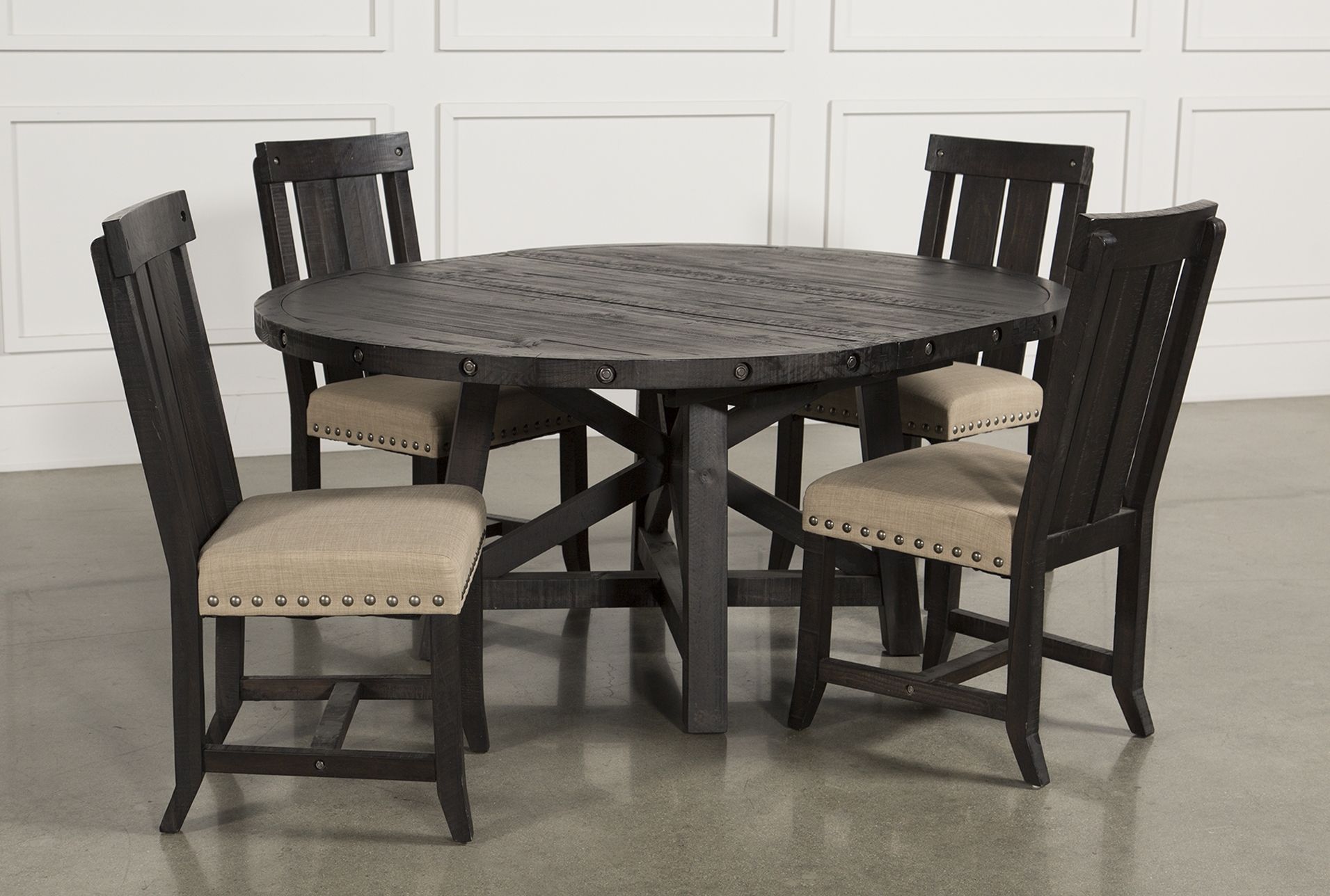 Jaxon 5 Piece Extension Round Dining Set W/wood Chairs | Products Throughout Latest Jaxon Grey Round Extension Dining Tables (View 4 of 20)
