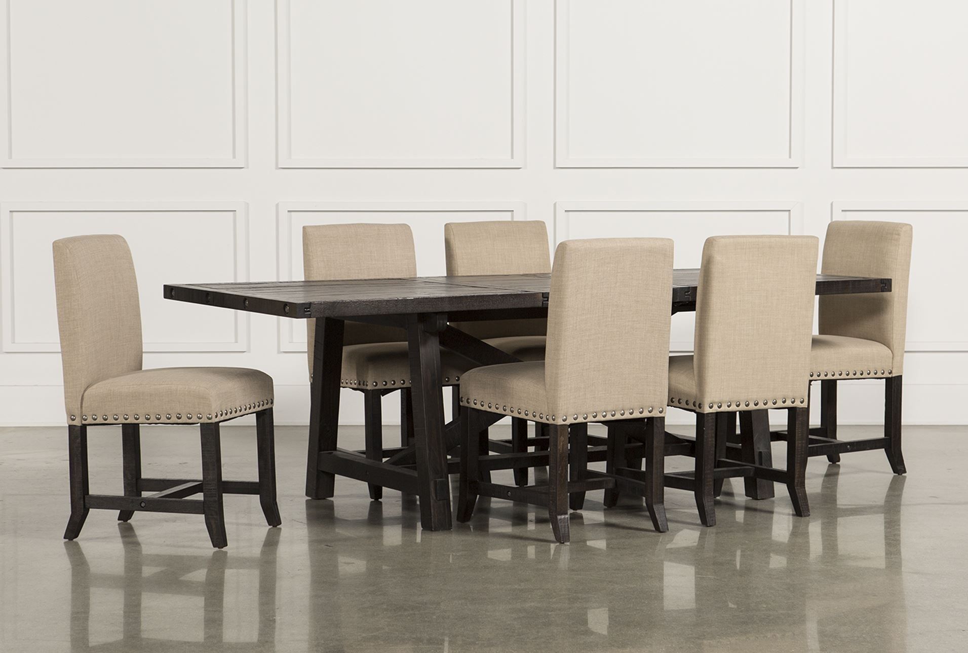 Jaxon 7 Piece Rectangle Dining Set W/upholstered Chairs | For The Inside Current Crawford 7 Piece Rectangle Dining Sets (View 7 of 20)