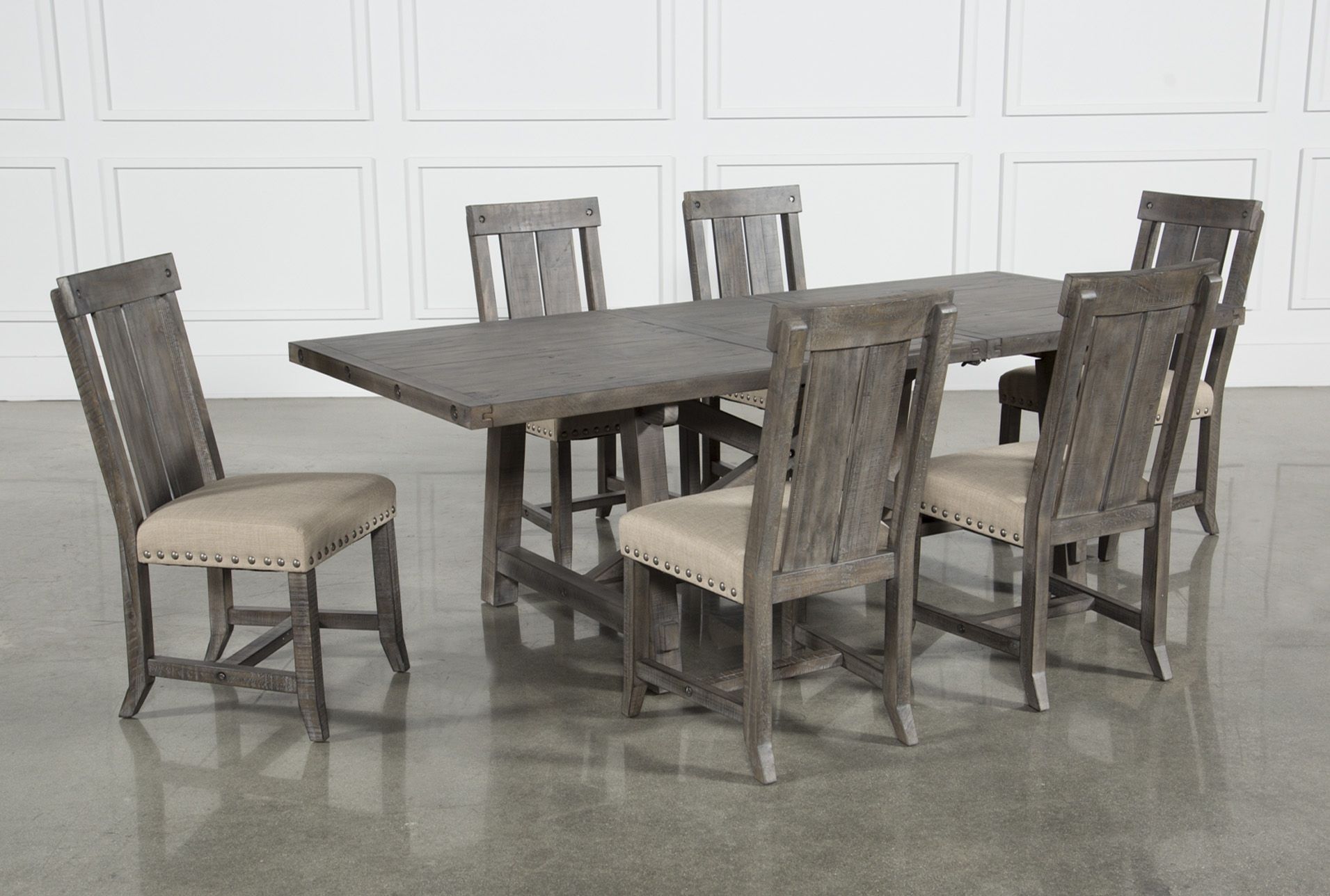 Jaxon Grey 7 Piece Rectangle Extension Dining Set W/wood Chairs For Most Up To Date Jaxon Grey 6 Piece Rectangle Extension Dining Sets With Bench &amp; Wood Chairs (View 3 of 20)