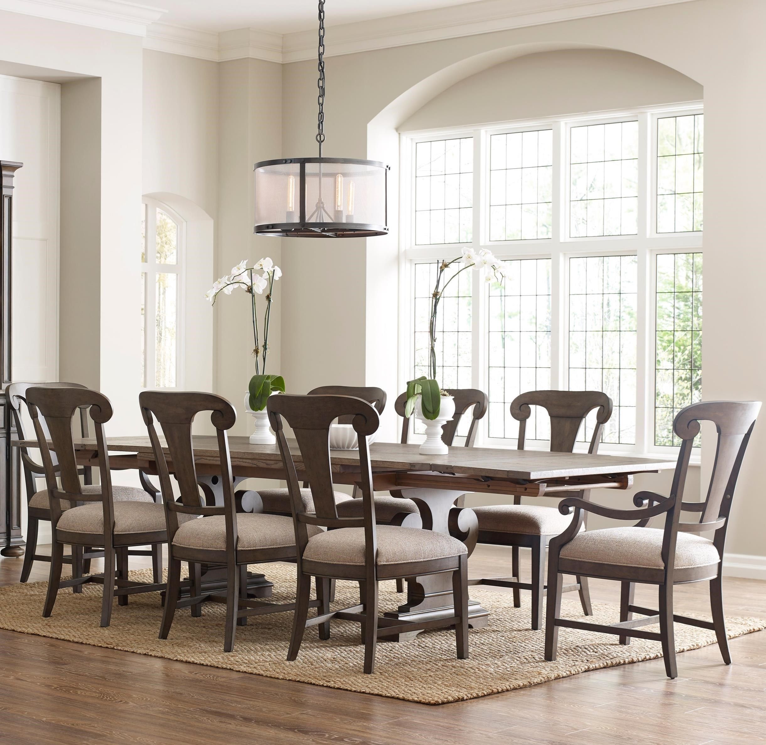 Kincaid Furniture Greyson Nine Piece Dining Set With Crawford With Regard To Most Current Crawford 6 Piece Rectangle Dining Sets (View 12 of 20)