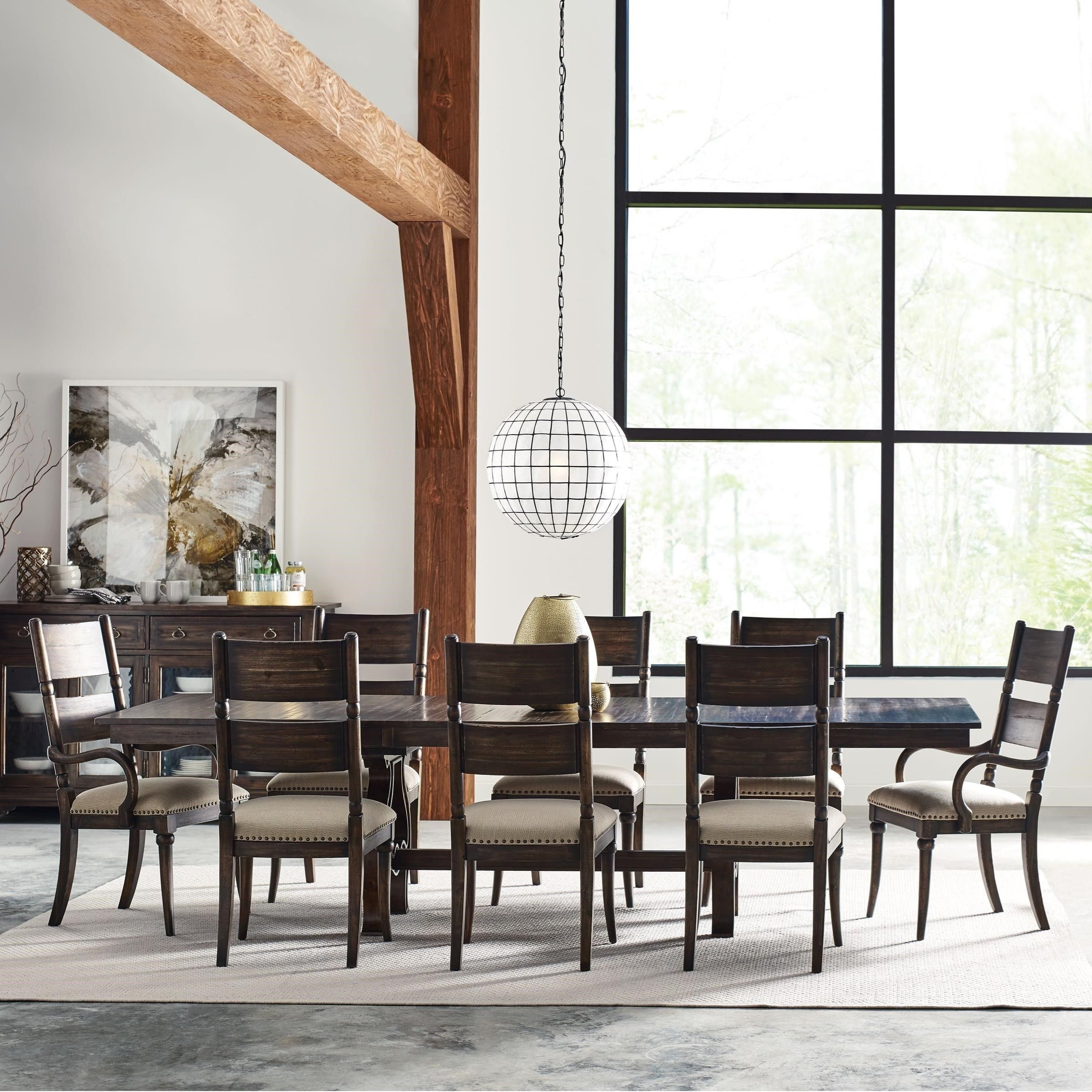 Kincaid Furniture Wildfire Nine Piece Dining Set With Extendable Regarding Best And Newest Craftsman 7 Piece Rectangular Extension Dining Sets With Arm & Uph Side Chairs (View 14 of 20)
