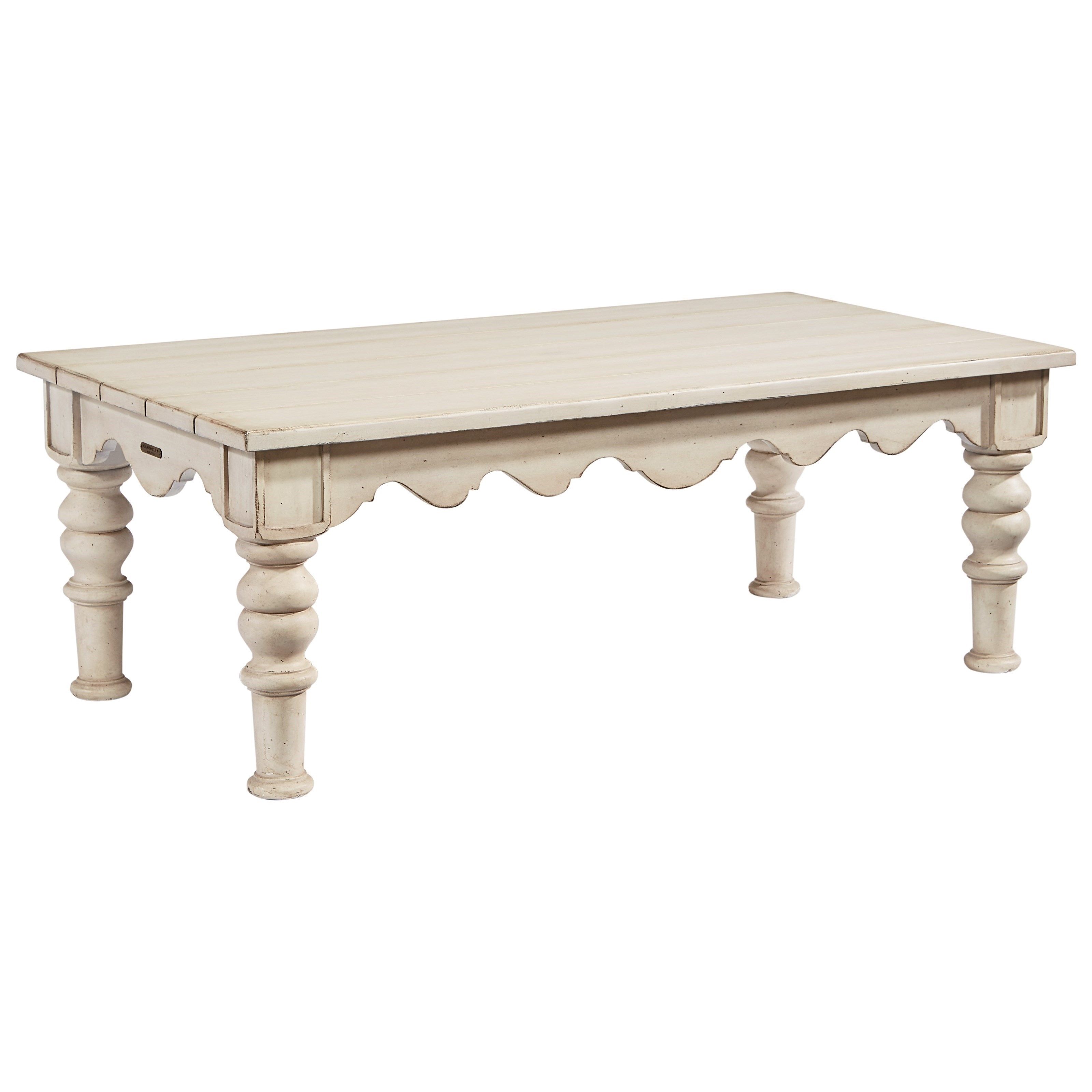 Magnolia Homejoanna Gaines Farmhouse Scalloped Coffee Table With Within Most Recently Released Magnolia Home Taper Turned Bench Gathering Tables With Zinc Top (View 8 of 20)