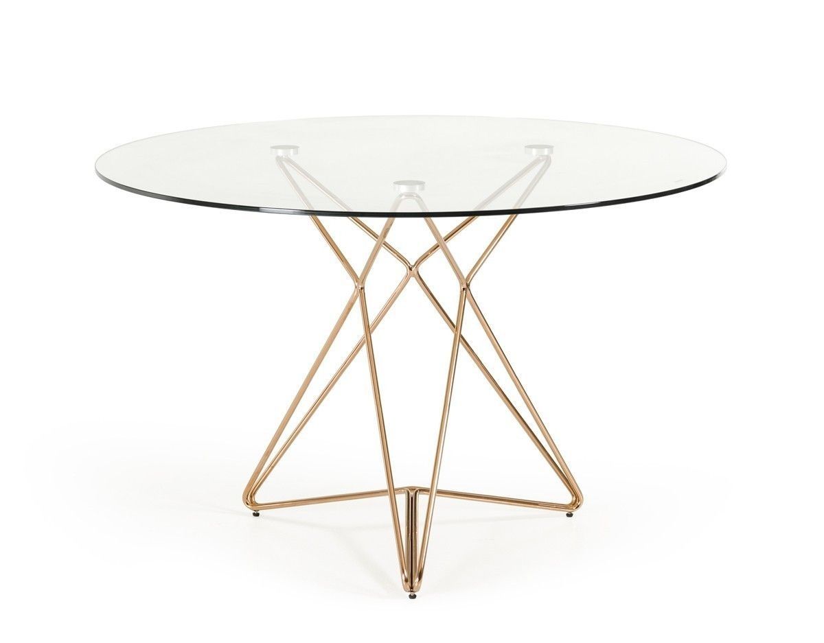 Modrest Ashland Modern Glass & Rosegold Round Dining Table Inside Newest Lassen Round Dining Tables (View 14 of 20)