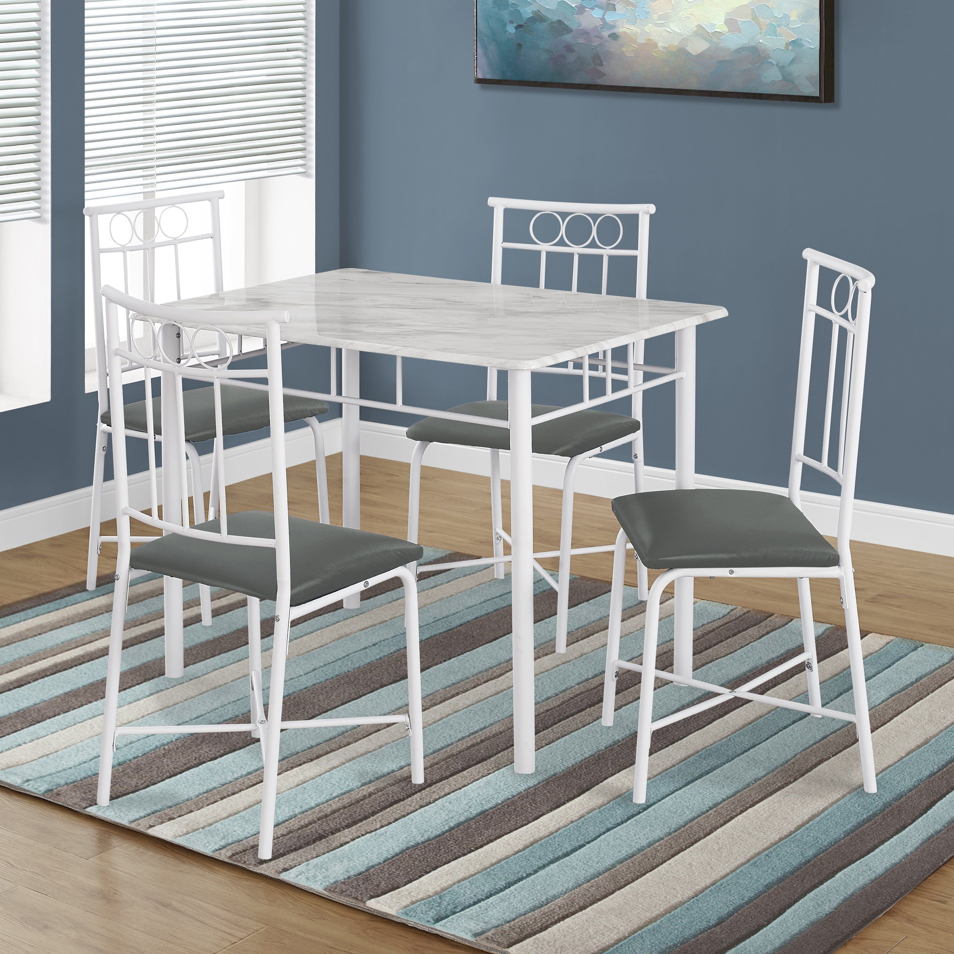 Monarch Specialties Kirsten 5 Piece Dining Table Set | Hayneedle Regarding 2017 Kirsten 5 Piece Dining Sets (View 6 of 20)