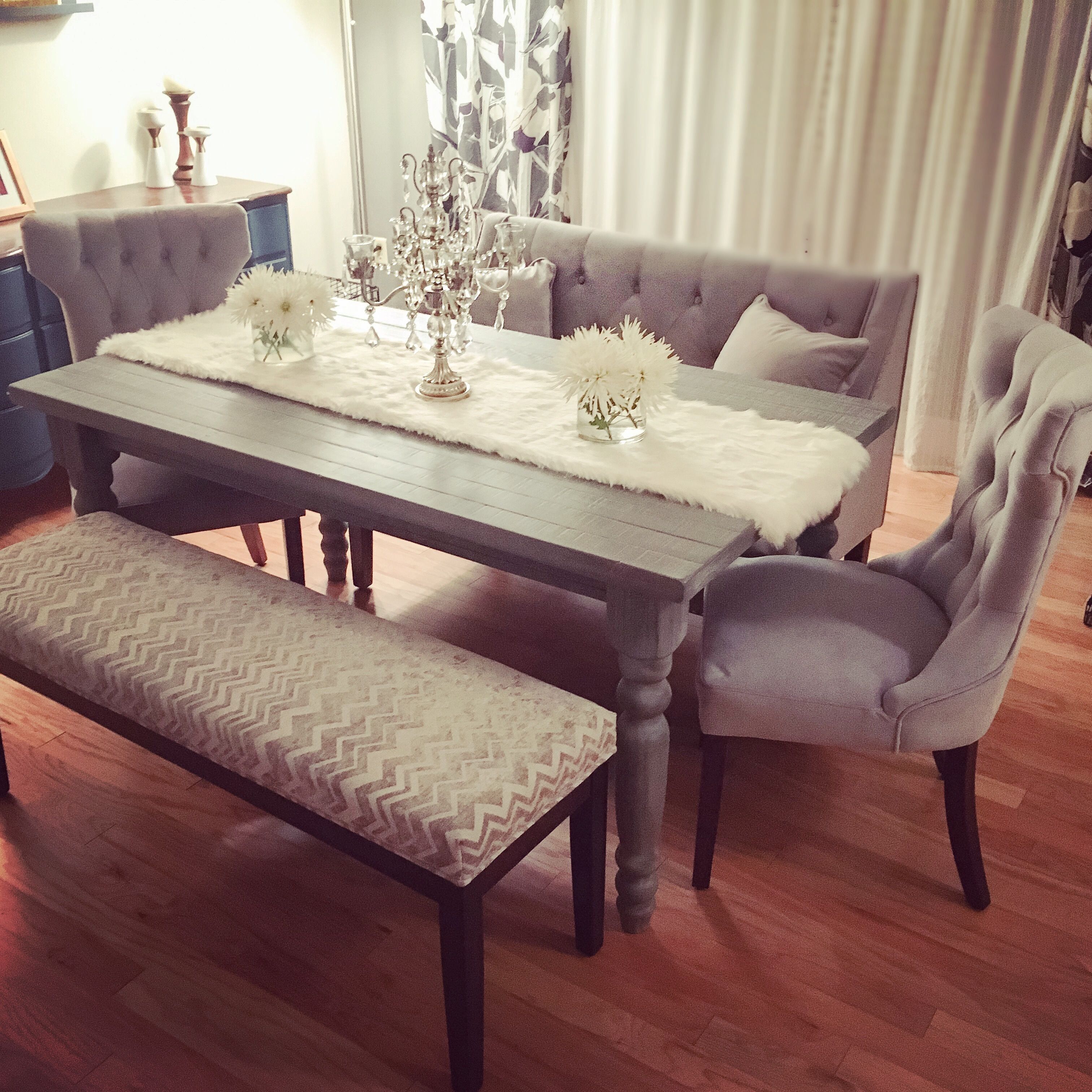 My New Grey Rustic Chic Dining Table Set (View 16 of 20)