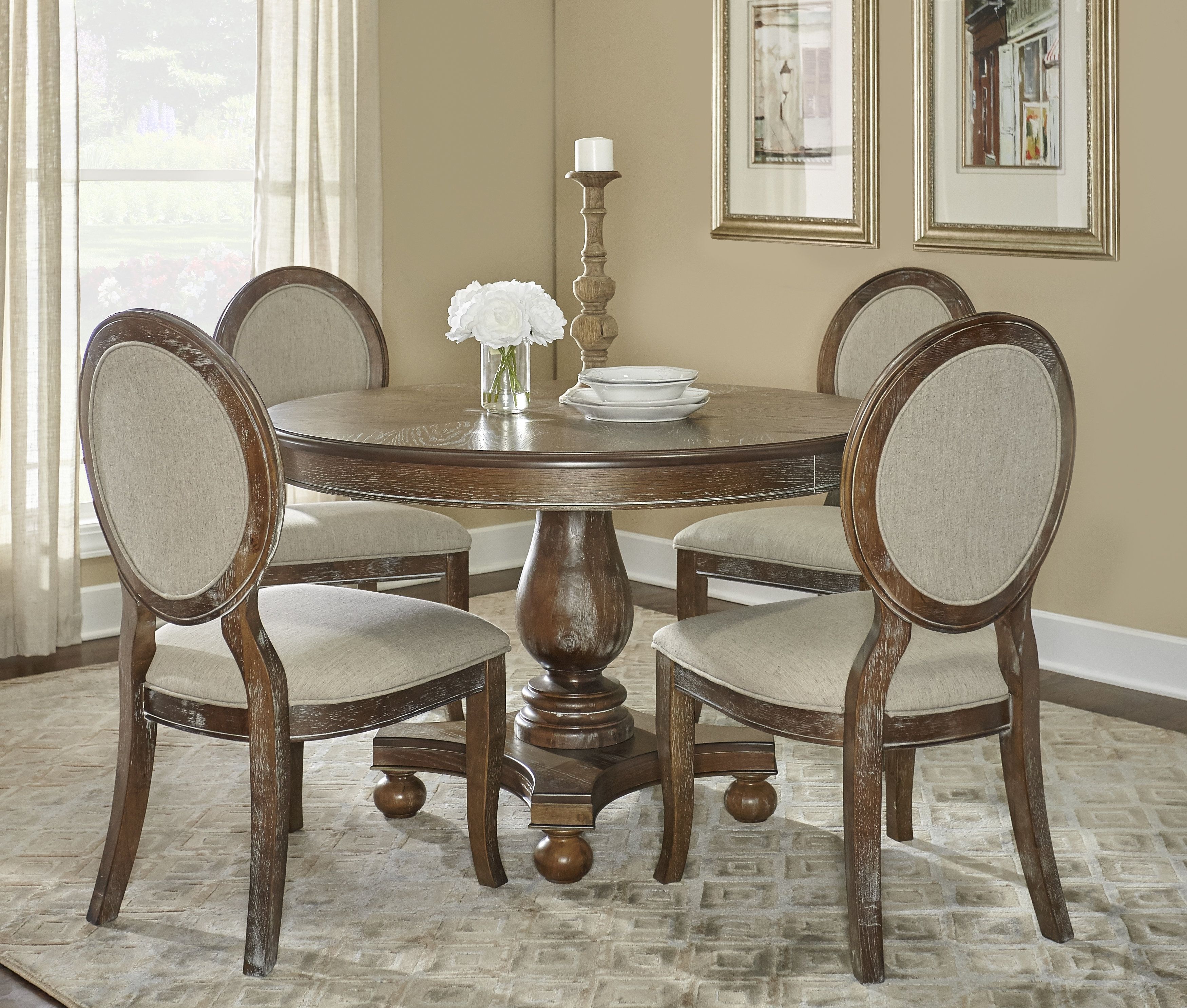 One Allium Way Hallows Creek 5 Piece Dining Set & Reviews | Wayfair For Most Recently Released Caira Black 5 Piece Round Dining Sets With Upholstered Side Chairs (View 2 of 20)