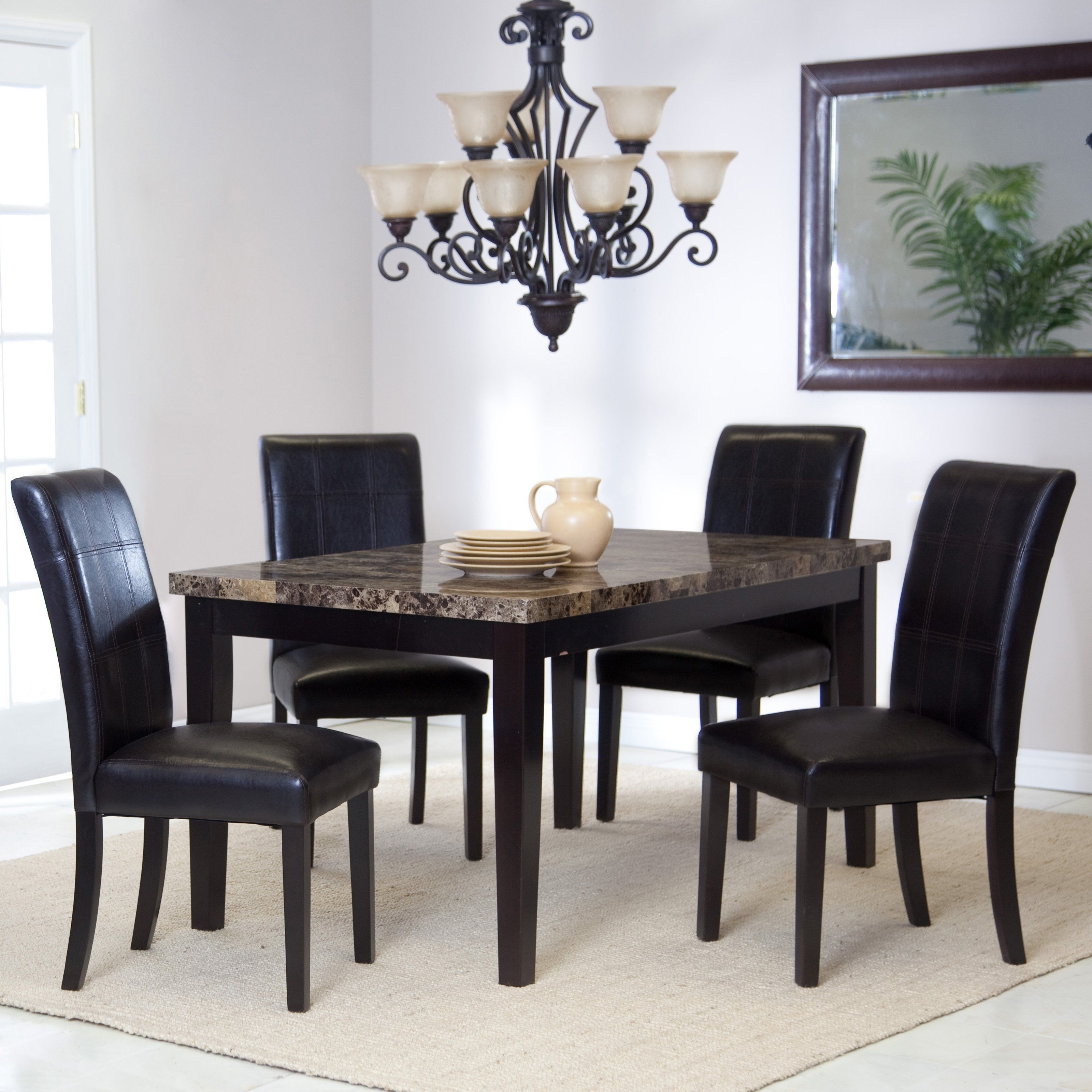 Palazzo 5 Piece Dining Set | Hayneedle With Recent Palazzo Rectangle Dining Tables (View 6 of 20)
