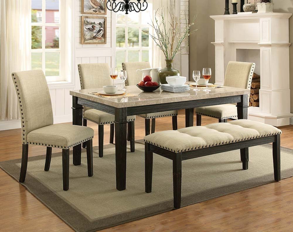 Rustic, Formal Dining Room Set | Greystone Marble 5 Piece Dining Set In Most Recent Caira Black 5 Piece Round Dining Sets With Upholstered Side Chairs (View 12 of 20)