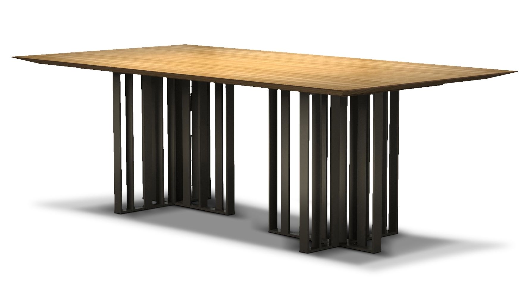Saida 87 Inch Wood And Aluminum Dining Table, Natural Oak On Bronze Throughout Latest 87 Inch Dining Tables (View 16 of 20)