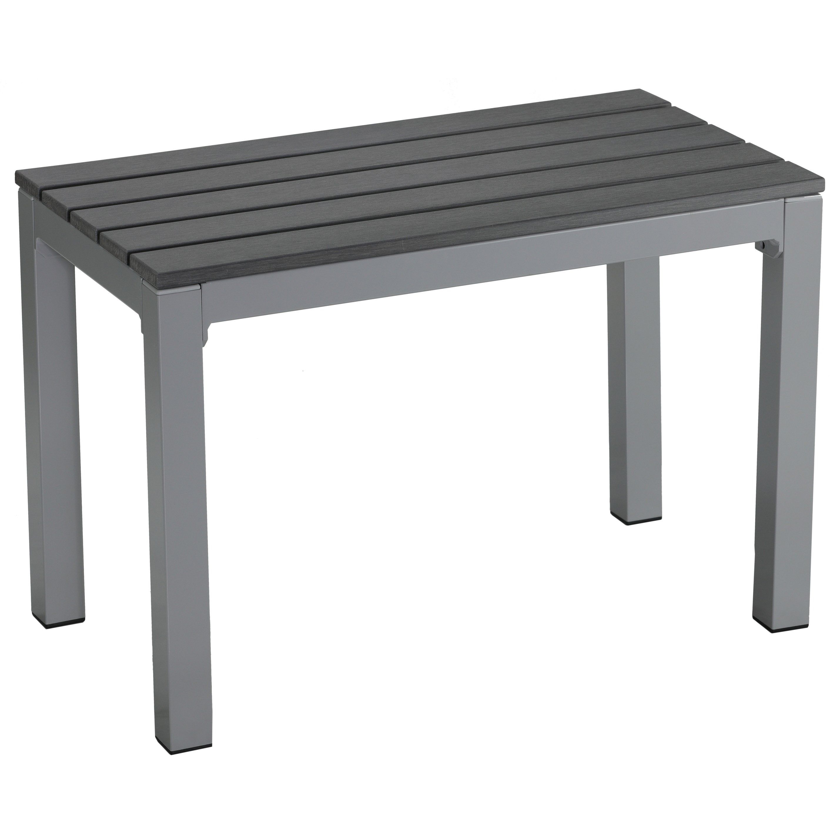 Shop Carbon Loft Linde Poly Resin Silver/slate Grey Aluminum Outdoor Throughout Most Up To Date Jaxon Grey 6 Piece Rectangle Extension Dining Sets With Bench &amp; Uph Chairs (View 10 of 20)